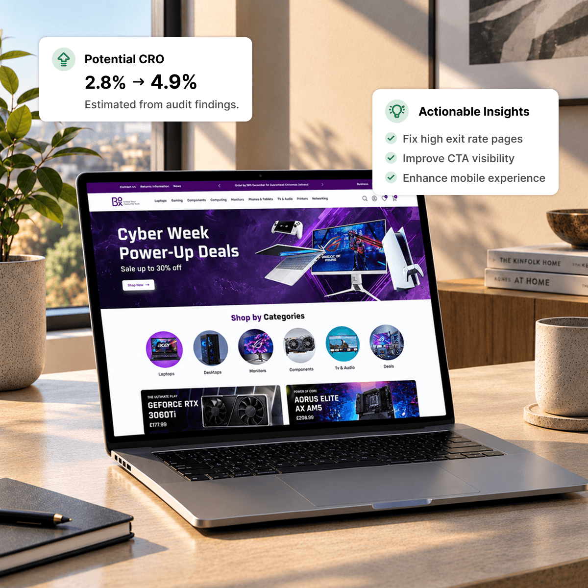 Website conversion audit and analytics to identify opportunities for more leads and sales